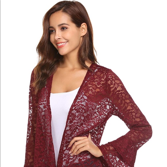 burgundy kimono cardigan